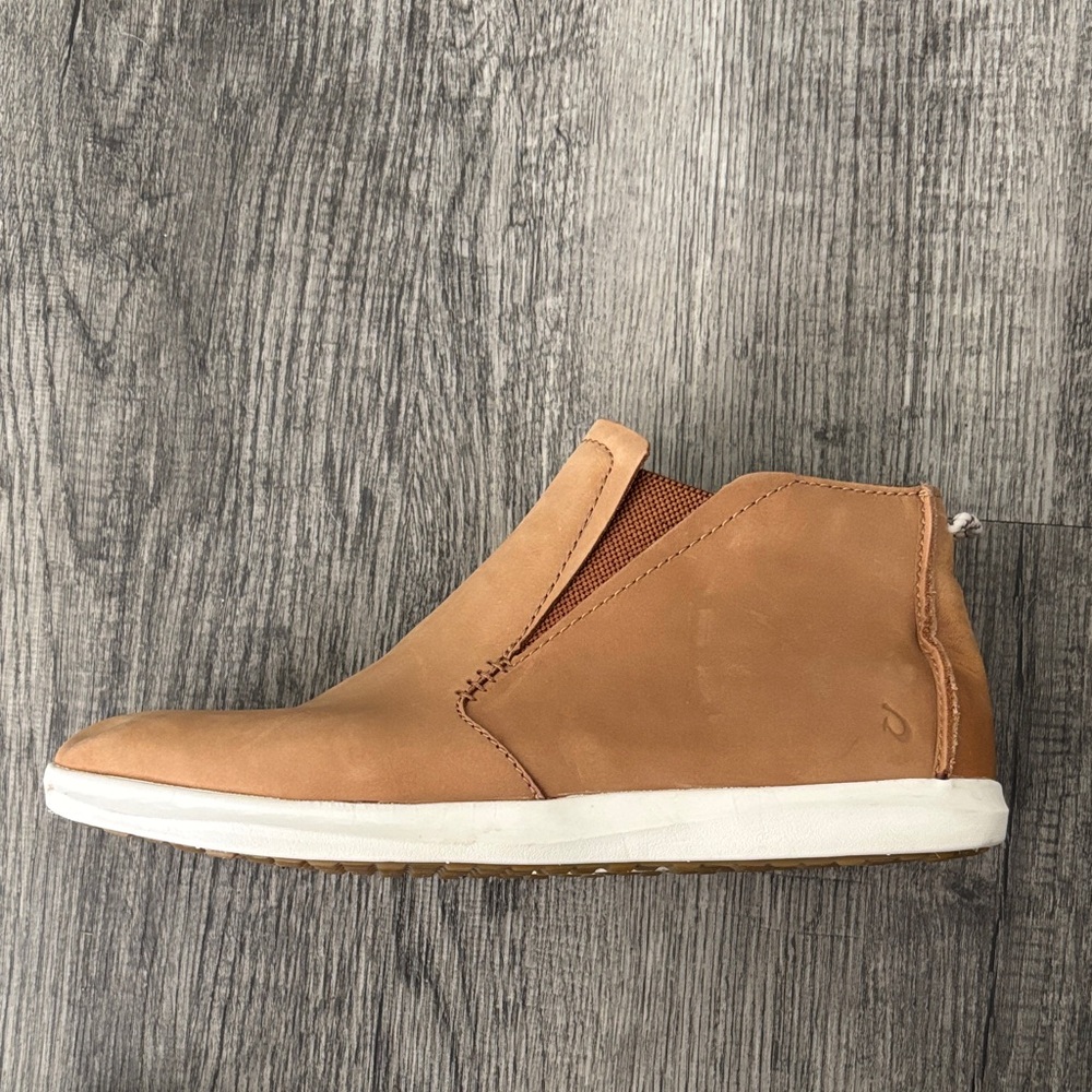 OluKai Tan Leather Ankle Booties